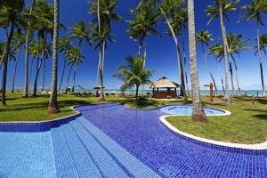 普拉亚多斯卡内罗斯卡尔内鲁斯海滩旅馆的海滩上种有棕榈树的度假游泳池