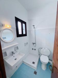 阿里克斯Beach House I&II的一间带卫生间、水槽和镜子的浴室