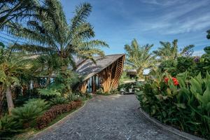 姆杜克Elevate Bali的棕榈树和植物环绕的房子