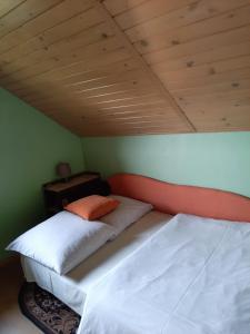 日基Morycówka的配有木天花板的客房内的两张床