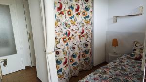 帕拉瓦莱弗洛Front de plage的一间卧室配有带床帘的淋浴
