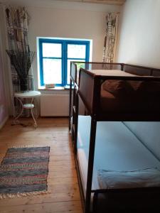 WangelsFerienhof - Rauhenberg的一间卧室配有双层床和窗户。