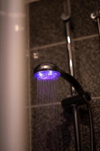 SovioreIl Giardino dei Pavoni的紫色灯头的淋浴头
