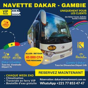 萨拉昆达Kombo Beach Resort的公共汽车活动的传单