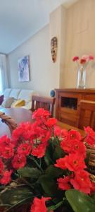 特伦普Ca l'Esmolet的坐在桌子上的一束红花
