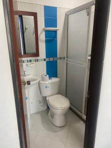 约帕尔Hotel Milenium的一间带卫生间和水槽的小浴室