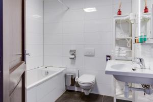 代尔夫特皇家桥酒店的白色的浴室设有卫生间和水槽。