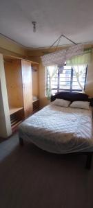 2 bedrooms furnished houses in Mwea的一间卧室设有一张大床和窗户
