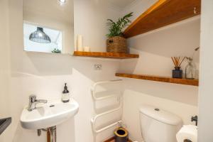 奥克兰Jungle Cottage Escape的一间带卫生间和水槽的小浴室
