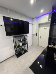 圣但尼Room & Jacuzzi - Stade de France的客厅设有壁挂式平面电视。