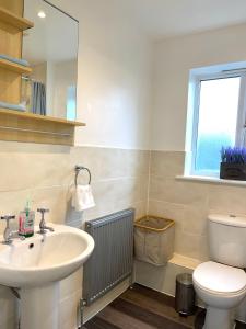 达格纳姆Forsyth Court Apartment - Two bedroom的一间带水槽和卫生间的浴室以及窗户。