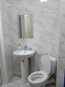 塞米伊Silk Way的白色的浴室设有卫生间和水槽。