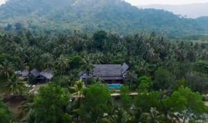 象岛Nanai Resort Salakphet的棕榈树环绕的房子的空中景色
