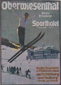 奥泊维森塔尔Summit of Saxony Resort Oberwiesenthal的雪上人与人合著的杂志