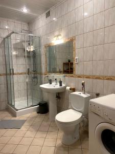克拉科夫Edem room的浴室配有卫生间、淋浴和盥洗盆。
