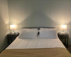 巴勒莫巴勒莫阳台住宿加早餐旅馆的一张带两个白色枕头和两盏灯的床