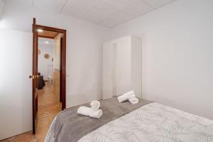 巴尔巴特Apartamento playa del Carmen的一间卧室配有一张床,上面有两条毛巾