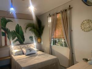 Rodrigues IslandPalms Ocean views的一间卧室设有一张床和一个窗口