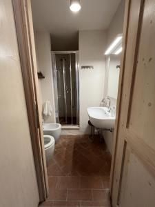 菲耶索莱Your Terrace in Fiesole的浴室配有卫生间、盥洗盆和淋浴。