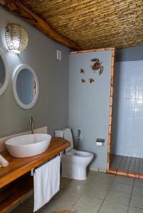 维兰库卢什Telvina Beach Lodge的一间带水槽和卫生间的浴室
