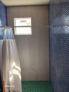 Wheeland SettlementNew condo with sea view unit 2的带淋浴和浴帘的浴室