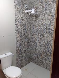 若昂佩索阿Espaço Jardim Secreto Hostel的一间带卫生间和淋浴的浴室