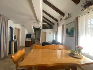 苏佩塔尔Villa Fani的客厅配有木桌和沙发