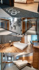 台北云沐行旅 Hotel Cloud Arena-Daan的一个房间三幅画的拼贴图