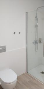 埃普拉特约布里加埃斯普莱中心旅馆的白色的浴室设有卫生间和淋浴。