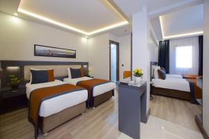伊斯坦布尔艾菲尔酒店的酒店客房设有两张床和电视。