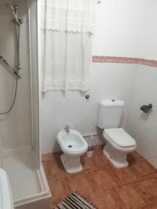 滨海罗克塔斯Señora Isabel的白色的浴室设有卫生间和淋浴。