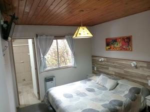胡宁德洛斯安第斯Hostel El Reencuentro的一间卧室设有一张床和一个窗口