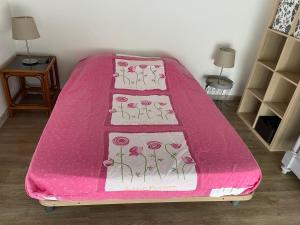 苏斯通agréableT2的粉红色的床和粉色毯子
