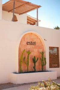 米乔尔海滩Estel Formentera的建筑物一侧的仙人掌壁画