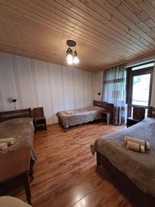 梅斯蒂亚卡尔达尼民宿的客房设有两张床和木制天花板。