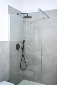 科佩尔蒂诺Beb la casa di tino的浴室里设有玻璃门淋浴