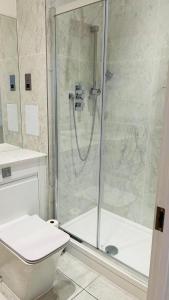 红山Luxury 1 Bed Apartment, Redhill (London & Gatwick)的带淋浴和卫生间的浴室