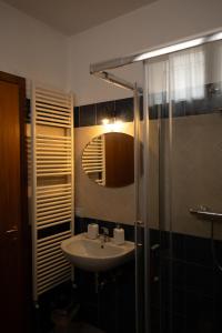 贝加莫Il Cortiletto - Apartment的一间带水槽、淋浴和镜子的浴室