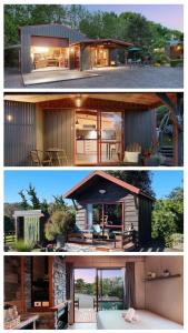 陶朗加Swiss-Kiwi Retreat A Self-contained Appartment or a Tiny House option的中间有两幅小房子的照片