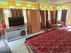 噶伦堡SAI´S GRACE的客厅配有平面电视和1张床。