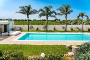 马劳萨Pietra del Sole的棕榈树庭院内的游泳池