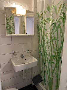 Matten2 Bedroom Apartment - Matten的一间带水槽和镜子的浴室