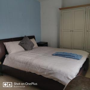 诺丁汉Nice 2 Bedroom house near City hospital的一间卧室配有一张大床和橱柜