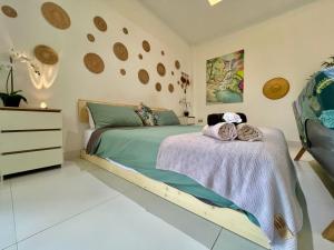 象岛海滩丛林度假村的一间卧室配有一张床和一个梳妆台