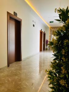 达瓦迪米أجنحة دارك للشقق الفندقية的建筑里一个有植物的空走廊