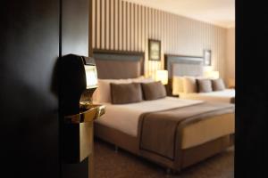 伊斯坦布尔塔克西姆阿旺嘉德酒店的酒店客房设有两张床和电视。