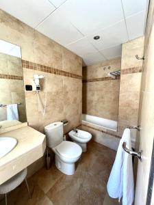 马拉加马拉加卡洛斯五世酒店的一间带卫生间、水槽和镜子的浴室
