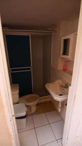 利马Sumaq Wasi Barranco II的一间带卫生间和水槽的小浴室