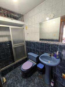 利马Sumaq Wasi Caminos Del Inca的浴室配有卫生间、盥洗盆和淋浴。