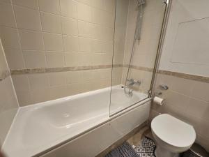 伦敦Apartment Near British Parliament的浴室配有卫生间、浴缸和水槽。